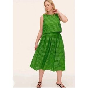 Kate Spade New York x Target Green Eyelet volume Midi Skirt XL